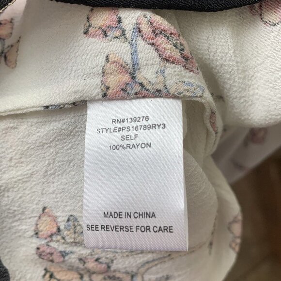 Pale Sky Top Blouse Women XS Hummingbird Floral Tunic Rayon Long Sleeve - Picture 12 of 12